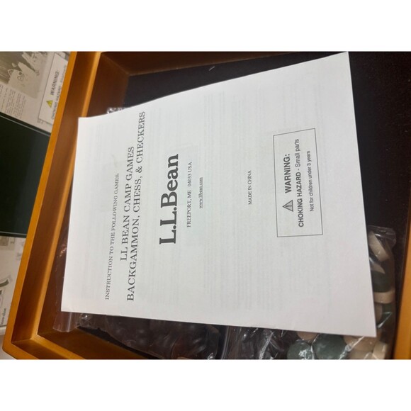 LL BEAN THREE-IN-ONE CAMP GAME: WOODEN CHECKERS,CHESS,BACKGAMMON RV, BEACH GAMES - Picture 5 of 13